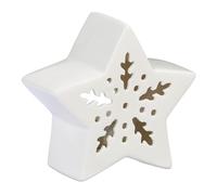 Relaxdays Tealight Holder Ceramic, Porcelain Star for 1 Candle, HWD: 11 x 12 x 5.5 cm, Cute Table Decoration, White