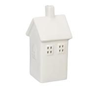 Relaxdays Tealight House Ceramic, Light Through Windows, for 1 Candle, HxWxD: 13.5 x 10 x 7 cm, Table Decoration, White, 13.5 x 6.5 x 7 cm
