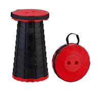 Relaxdays Telescopic Stool, Foldable, Carrying Strap, Outdoor, Adjustable Camping Chair, 44.5 x 25 x 25 cm, Red/Black