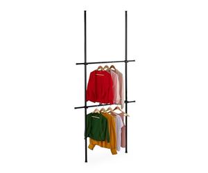 Relaxdays telescopic wardrobe system, height adjustable 165-300 cm, width 75-120 cm, no drilling, coat stand, black