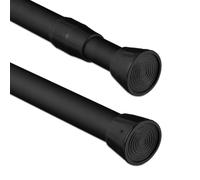 Relaxdays Tension Rod, Various Sizes, For Curtains, Gardrobe, Door Frame, Stainless Steel, Without Drilling, Black