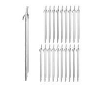 Relaxdays Tent Pegs 20x Set, Ground Anchor for Hard Soil, Camping, Galvanized Steel Hooks, Metal, Durable, 30cm, Silver, 30 x 2.5 x 2 cm