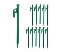 Relaxdays Tent Pegs Set of 12, Ground Anchor for Hard Soil, Camping, Stainless Steel, Rock Hooks, Metal, Durable, Green, Steel, 20 x 3 x 1.5 cm