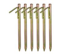 Relaxdays Tent Pegs Set of 6, Ground Anchor for Hard Soil, Camping, Galvanised Steel Hooks, Metal, Durable, 30cm, Gold, 30 x 9 x 1.5 cm