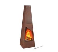 Relaxdays Terrace Oven, Outdoor Stove, Grill Function, H x W x D: 149 x 45 x 45 cm, Steel, Brown