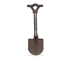 Relaxdays Thermometer, Spade, Outdoor, Garden, Decoration, Read Temperature, Wall Ornament, Decor, HxW: 30 x 9 cm, Brown