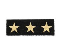 Relaxdays Three Stars Print Welcome Doormat Coir Rubber, 75 x 25 cm, Door Mat Inside & Outside, Non-Slip, Coir/Black