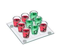Relaxdays Tic Tac Toe Drinking Game for Adults, 2 Players, 9 Shot Glasses, Funny Party Game Set, Transparent