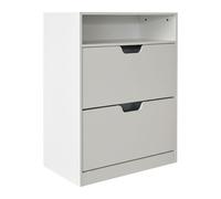 Relaxdays Tilt-out shoe cabinet with open shelf