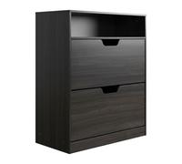 Relaxdays Tilt-out shoe cabinet with open shelf