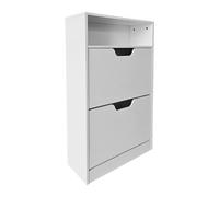 Relaxdays Tilt-out shoe cabinet with open shelf