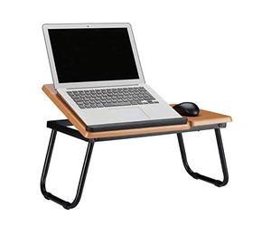 Relaxdays Tilting Laptop Table, MDF Notebook Lapdesk for your Bed, Tray HxWxD: 23.5 x 56.3 x 31.6 cm, Natural