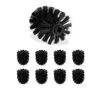 Relaxdays Toilet Brush Replacement Heads, Set Of 9, Pack Of WC Brushes, Plastic, 12 mm Thread, D: 7 cm, Black 10027776_46