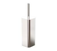Relaxdays toilet brush set, metal, HxWxD: 45x9x8 cm, plastic brush, enclosed holder, silver