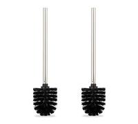 Relaxdays Toilet Brush, Set of 2, Loo Brushes, WC, Removable Head, Bristles, No Holder Included Black 36 x 8 cm, Black