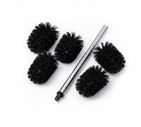 Relaxdays Toilet Brush Set with 5 Replacement Heads, Stainless Steel Handle, Plastic, 35.5x8x8 cm, Black