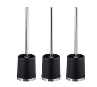 Relaxdays Toilet Brush with Holder, Set of 3, Removable Head, Inner Thread Ø 7cm, Plastic, Loo Cleaner, WC, Matt Black, 39 x 10 x 10 cm