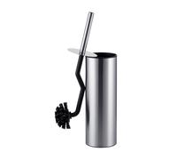 Relaxdays toilet brush with rim cleaner, splash-guard lid, hygienic holder, stainless steel, silver