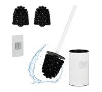 Relaxdays Toilet Brush with Wall Holder, Adhesive, HWD: 40.5 x 9 x 10 cm, Stainless Steel, Plastic, Replacement Heads