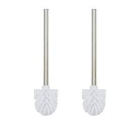 Relaxdays Toilet Brushes, Set of 2, Replacement, Removable Head, Stainless Steel Handle, H x diam. 35 x 8 cm, White