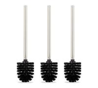 Relaxdays Toilet Brushes, Set of 3, Replacement, Removable Head, Stainless Steel Handle, H x diam. 35 x 8 cm, Black