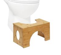 Relaxdays Toilet Footstool, Bowel Movement Support for Adults, Bamboo, Tiltable for 2 Heights, 19.5/25 cm, Natural