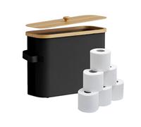Relaxdays Toilet Paper Holder, 12 Rolls, HWD: 33 x 45 x 16 cm, Fabric, Bamboo, Toilet Paper Storage, Black