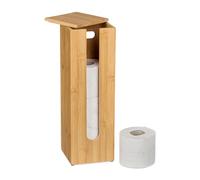 Relaxdays Toilet Paper Holder, Bamboo, for 4 Spare Rolls, for WC, Standing Storage Cabinet, 42 x 13.5 x 13.5 cm, Natural
