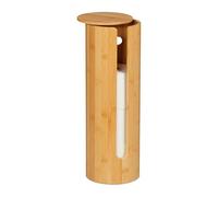 Relaxdays Toilet Paper Holder, for 4 Rolls, Freestanding Design, Bamboo, HxW: 42x14.5 cm, Bathroom Storage, Natural