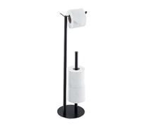 Relaxdays Toilet Paper Holder, Free-Standing, Round Base, Spare Roll Storage for Bathroom, HWD: 62 x 20 x 17.5 cm, Black, Steel