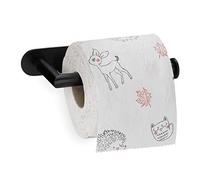 Relaxdays Toilet Paper Holder Without Drilling, Matt Black, 3.5 x 17 x 8.5 cm