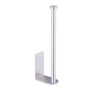 Relaxdays Toilet Holder, Self-adhesive, Holds 2 Spare Rolls, HxWxD 26 x 4.5 x 7.5 cm, No Drill Wall Storage, Silver, Stainless steel