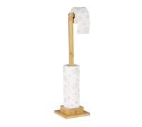 Relaxdays Toilet Roll Holder, Free-standing, Narrow, Extra Storage, Bathroom, No Drill, HxWxD 71.5x23.5x19 cm, Natural