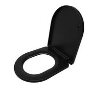 Relaxdays toilet seat with soft-close mechanism & quick release, 36 x 42 cm, duroplast, top mounting, D-shape, black