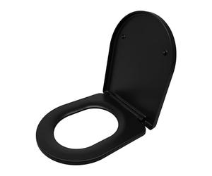 Relaxdays toilet seat with soft-close mechanism & quick release, 36 x 42 cm, duroplast, top mounting, D-shape, black