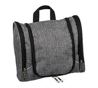 Relaxdays Toiletry Bag, XL Travel Cosmetic Storage, Waterproof, Bathroom, Shower, Zip, Save Space, Unisex, Camping, Grey