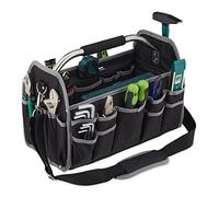 Relaxdays Tool Bag, Empty, Carrying Handle and Shoulder Strap, Open Equipment Carrier Box, HxWxD: 30 x 42 x 23 cm, Black