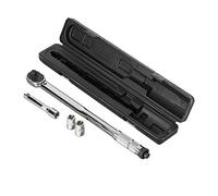 Relaxdays Torque Wrench, 1/2 Inch, 40-210 Nm, 2 Sockets 17/19 mm, Extension, Wheel Brace Wrench Car, Silver