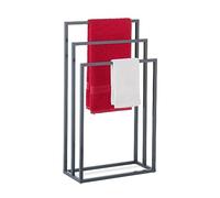 Relaxdays Towel, 3 Bars, Steel Rails, Free-Standing Shower Rack for Bathroom, HWD: 83 x 46 x 21 cm, Anthracite