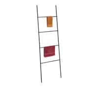 Relaxdays Towel Ladder, 4 Rungs, Rack for Clothes, HxW: 171 x 55 cm, Leaning Blanket Holder, Metal, Bathroom, Black