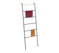 Relaxdays Towel Ladder, 6 Rungs, Drying Rack for Clothes, 160.5x55.5x10 cm, Bathroom, Blanket Holder, Metal, Black