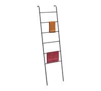 Relaxdays Towel Ladder, 6 Rungs, Drying Rack for Clothes, 171x45.5x10 cm, Bathroom, Leaning Blanket Holder, Metal, Black, Steel