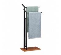 Relaxdays Towel Rack, 2 Rails, Freestanding Towel Holder, No Drilling, HWD 88 x 40 x 20 cm, Black