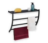 Relaxdays Rack, 3 Rails, H x W x D: 44 x 56.5 x 23 cm, Wall Towel Holder, Steel, Black