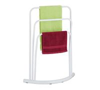 Relaxdays Towel Rack, 3 Rails, H x W x D: 86 x 66 x 21 cm, Standing Towel Holder, Metal, White