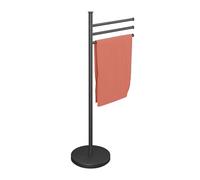 Relaxdays Towel Rack, 3 Rotating Rails, HWD: 85.5 x 42 x 22 cm, Stainless Steel, Bathroom, Holder, Drying Stand, Black, Plastic