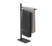 Relaxdays towel rack, HxWxD: 78 x 33.5 x 14 cm, stainless steel, 2 movable bars, standing towel rack, black