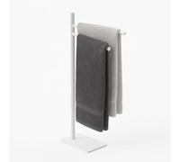 Relaxdays towel rack, HxWxD: 78 x 33.5 x 14 cm, stainless steel, 2 movable bars, standing towel rack, white