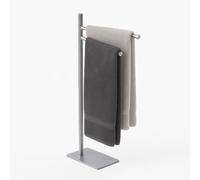 Relaxdays towel rack, HxWxD: 78 x 33.5 x 14 cm, stainless steel, 2 movable rods, freestanding, silver