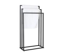 Relaxdays towel rack, HxWxD: 84 x 44 x 21.5 cm, metal, 3 bars, standing, bathroom, black